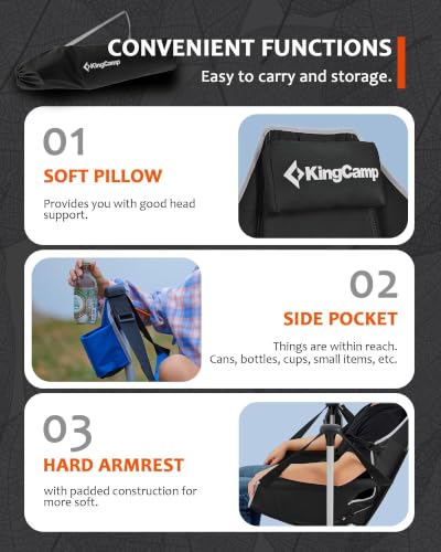 KingCamp 2 Pack Hammock Camping Chairs, 400lbs Sturdy Swinging Seats - Image 9