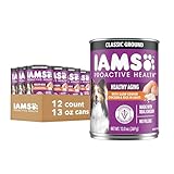 IAMS Proactive Health Healthy Aging Wet Dog Food Classic Ground with Slow Cooked Chicken and Rice, 13 oz. Cans (12 Count, Pack of 1)