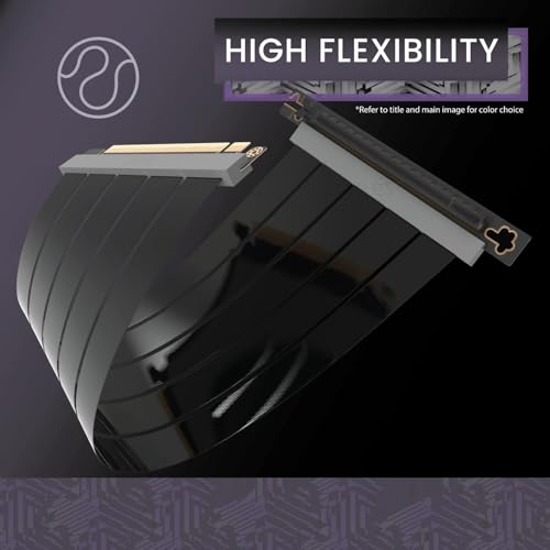 Image of LINKUP - AVA PCIe 4.0 Gen 4 x16 Riser Cable (Open Box) - RTX 4090 RX7900 Ready - Boost Your Gaming Performance - 90 Degree Black (15cm)