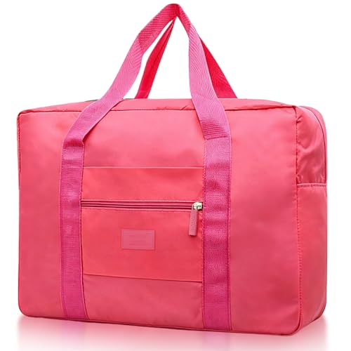 INVODA Travel Bag for Women Foldable Carry on Duffel Bag Waterproof Tote Weekender Luggage Bag (Red)