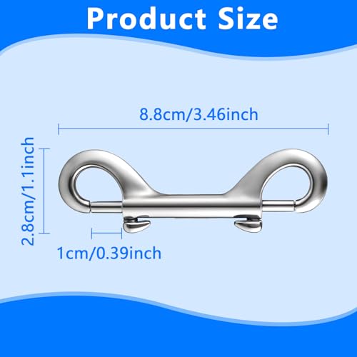 Mabor Doppelkarabiner Zinklegierung，4 Stück 3,5 Zoll Karabinerhaken mit Auslöser Silberner Doppelseitiger Karabinerhaken Karabiner für Hundeleine Eimerzugseil Schlüsselanhänger