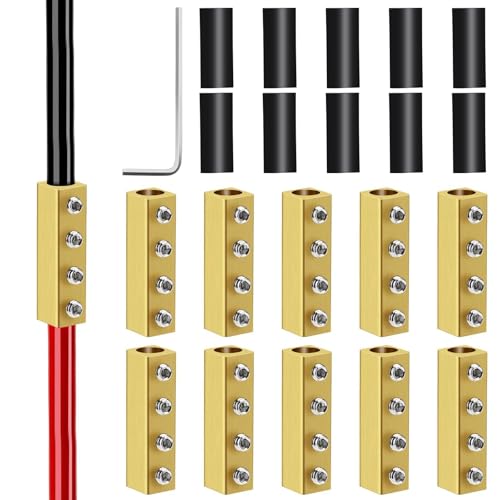 Image of Linkstyle 10PCS 5 AWG Wire Connector Nut Kit, 100A 5 6 8 10 Gauge Square Splicing Quick Wiring Connection Brass Terminal, Screw-Fixed Type Heat Shrink Butt Connectors
