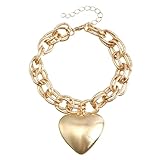 Genérico Frases Acero Pareja Anillos Punk Puffy Love Thick Chain Choker Necklaces Charm Statement Jewelry For Women Teen Girls Para Mujeres Amantes En Mm Anillos, talla única, Metal, No es una piedra