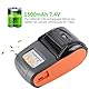 Socobeta Bluetooth 4.0 Receipt Ticket Drucker USB Wireless Thermodrucker mit 1500mAh 7,4V wiederaufladbarem Lithium-Ionen-Akku(Orange EU-Stecker)