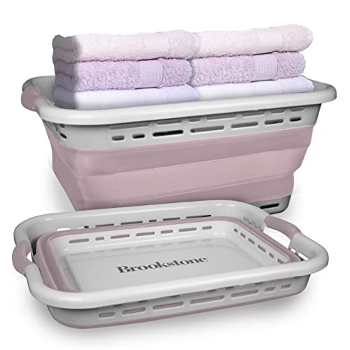 BROOKSTONE, 1 UNIT, 11 GALLONS - [OUR LARGEST BASKET EVER] 24" Collapsible Laundry Basket, Comfort Non-Slip Grip Handles, Minimalist Space Saving Design, Portable Pop-Up Hamper, [BPA FREE]