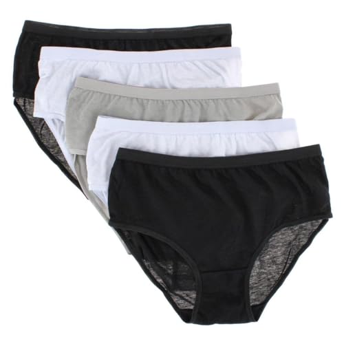 CTM Women's Assorted Cotton Briefs (5 Pack), Medium, Assorted