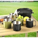 Camping Cups, Stainless Steel, 12oz, Set of 2, Green - Image 2