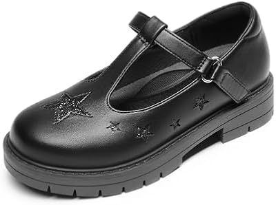 Dream Pairs Girls Mary Jane School Uniform Shoes – Black Stars, Size 13 Little Kids