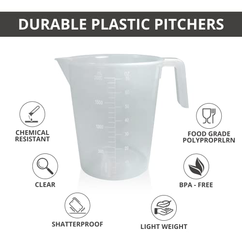 Appletofu 2 Liter Measuring Cup, Stackable Plastic Graduated Measuring And Mixing Pitcher, Liquid Beaker Measuring Cups, Bpa Free, Heavy Duty, Handle And Pour Spout - 2000Ml #TOP5