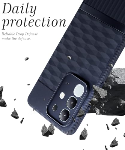 Image of WOW IMAGINE Back Cover for Vivo T4x 5G | iQoo Z10x 5G | Vivo Y31 Pro 5G with Hexa Cube Design | Rubberised Case | Inner Velvet Fabric | Matte Silicone Flexible Mobile Case | Camera Protection - Blue