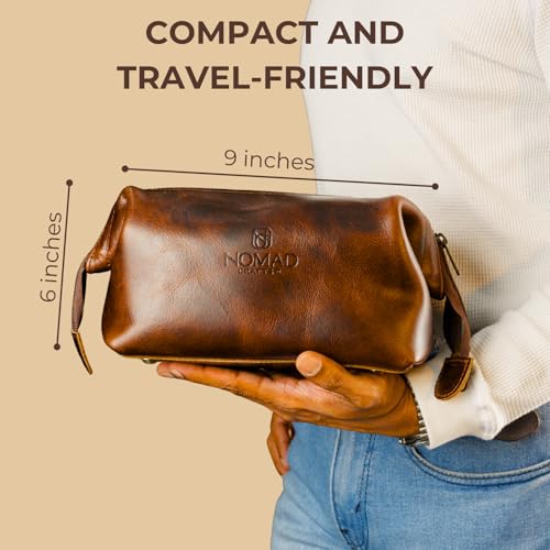 NomadCraftsCo. Premium Leather Travel Toiletry Bag for Men and Women, King-Size Dopp Kit with Waterproof Lining, Mens Toiletry Travel Bag by NomadCraftsCo. - Image 5