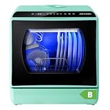 AIRMSEN Mini Lavastoviglie da Tavolo 5+1 Programmi, Serbatoio 5L, 2 Modi di Approvvigionamento Idrico, Touch Control e Display LED, Ideale per Cucine, Appartamenti e Dormitori, Verde