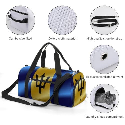Large Overnight Luggage Bag Travel Weekender Duffle Bag Sport Beach Yoga Bags Flag of Barbados3
