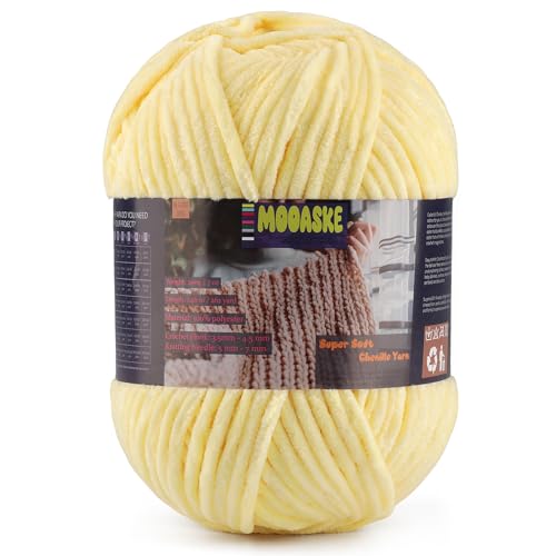 Chunky Velvet Yarn for Crocheting & Knitting, 7.05oz 262.4yd Super Soft Chenille Plush Yarn, Bulk Thick Yarns for Baby Blankets, Amigurumi, Scarves | 20 Colors (1, Duck Egg Yellow) by Mooaske - Used condition - US$6.09