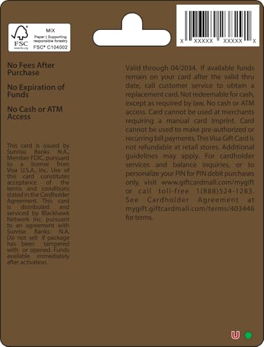 $100 Visa® Gift Card (plus $5.95 Purchase Fee)