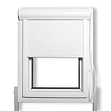 Angebot für Maßanfertigung mit einer Breite von 120 - 129,9 cm (Messanleitung in der Artikelbeschreibung). Bis 170 cm Breite möglich (im Händlershop erhältlich). Kassettenrollos aus weißem PVC - zum Einhängen auf den Fensterflügel - ohne bohren. Total Blackout Stoff (Außenseite gummiert, 100% Lichtundurchlässig!) Stofffarbe Weiß (andere Farben sowie Stoffmustervorabversand im Shop).