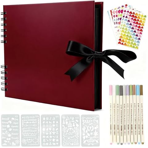 YILEEY Burgundy ScrapBook 80 Black Pages Cover