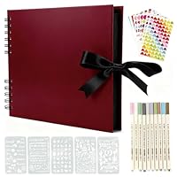 YILEEY Fotoalbum zum Selbstgestalten, DIY Fotobuch mit Zubehör, 80 Schwarz Seiten Scrapbook Fotoalben, Geburtstags, Hochzeits, Abschlussgeschenk für Erinnerungen, Reisen, Familie & mehr, Weinrot
