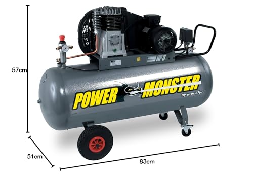 Compresseur MECAFER 200 3HP Bicylindre courroie 10 bars Semi Pro PowerMonster - vue 6