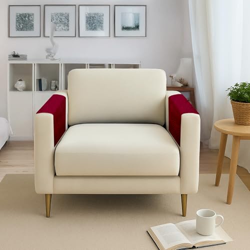 Image of Amazon Basics - Velvet Quilted Sofa Armrest - Set of 2 | Multi-Layered Fabric | 70cm x 70cm | 350 GSM | Color - Maroon