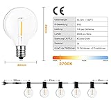 GPATIO LED Lichterkette Außen, 45M Lichterkette außen strom mit 75+2 Stk. Warmweiße G40 Glühbirnen Plastik, IP45 Wasserdicht Innen/Außen Lichterketten für Garten, Terrasse, Hochzeiten, Partys
