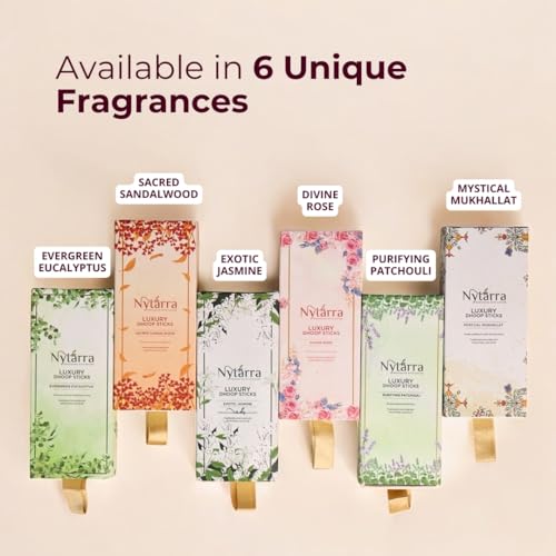 Nytarra Refreshing Eucalyptus Purity Dhoop Sticks (Pack of 3) | Invigorating & Cleansing | Charcoal-Free | Special Nytarra Holder | Dhoop Sticks for Pooja, Meditation, Home & Office Aromatherapy