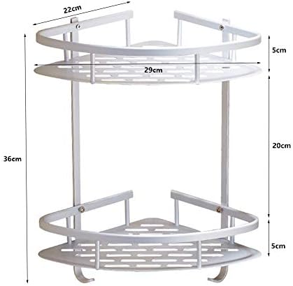 Atrosteve Bathroom Corner Shelves, Aluminum Rustproof Wall Mounted Shower Shelf Shower Caddy with Hanging Hooks, 2 Tier