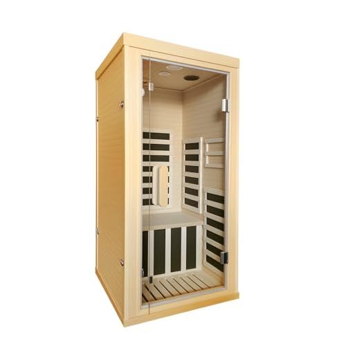 Home Infrared Sauna Room 1 to 2 Person Wooden Canadian Hemlock 1260W Graphene Carbon Plate Heater Indoor Saunas