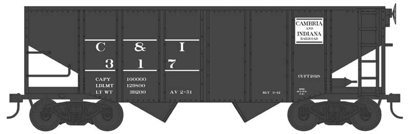 Bowser HO Scale 55-Ton Fishbelly Hopper Cambria & Indiana/C&I (Built 3-42) #329