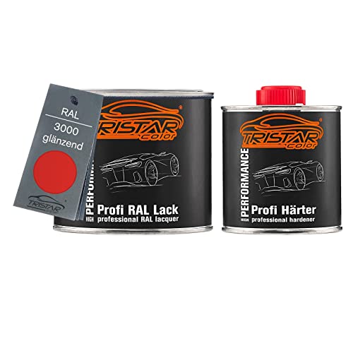 TRISTARcolor RAL 3000 Feuerrot 2K Autolack glänzend 0,75 Liter / 750 ml Dose inkl. Härter