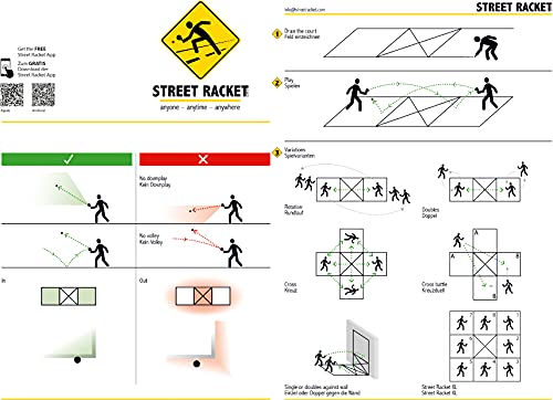 Street Racket Set, 2 Holzschläger, 2 Softbälle, Straßenmalkreide zur Spielfeldmarkierung, im Polyester-Carrybag, 970115