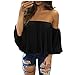 Lisingtool Women's Off Shoulder Stripe Casual Blouse Shirt Tops (M, # Black)