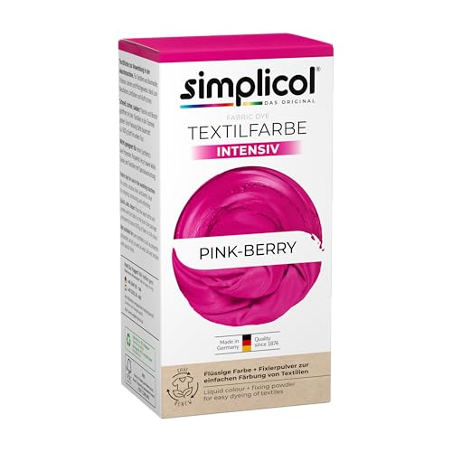simplicol Fabric Dye Intensive Pink-Berry | Easy Dyeing in The Washing Machine | Liquid Colour & Fixing Powder | Pack of 1