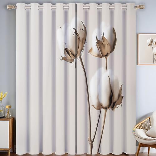 MULERN Uno Algodón Opacas 2 Piezas, Vintage Cortinas Salon Cortinas Termicas, Aislantes Frio Y Calor 140An X 175Al Cm para Dormitorio con Ojales, Fuerte Y Suave Ventana Cortinas