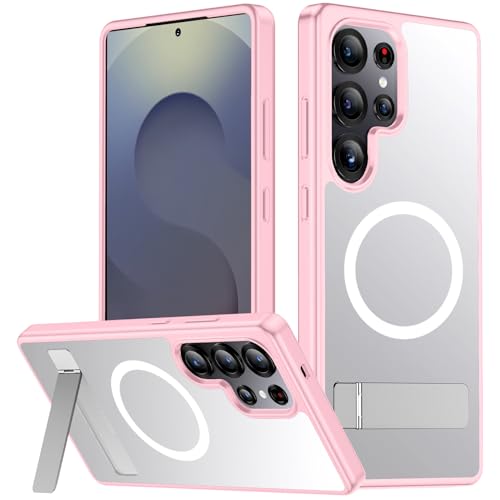 Image of SPIDERCASE Only for Samsung Galaxy S25 Ultra Case, Magnetic with [3 Stand Ways][ Military Grade Drop Protection] with Invisible Stand Shockproof Slim Case for S25 Ultra 5G 6.9'',Pink