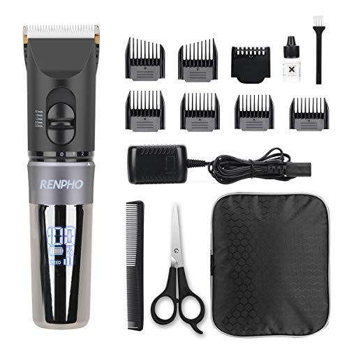 Renpho Trimmer for Men Professional Cordless Clippers Kit Electric for Barbers Hair Cutting, Hair and Beard Trimmer for Home, 3-Speed Motor, Precise Length Settings, Lightweight