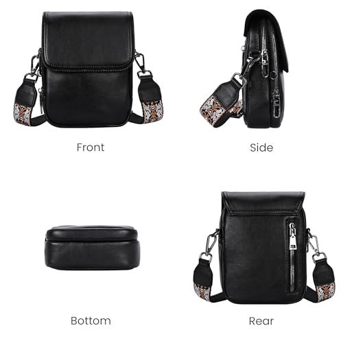 Image of HESHE Small Leather Crossbody Bag for Women RFID Phone Purse with Card Slot