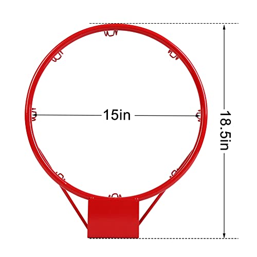 Funjump Basketball Rim Goal,15"/18" Wall Door Mounted Hanging Basketball Goal Hoop Net Indoor Outdoor With All Weather Net Wall Mounted (18 Inch) #TOP4