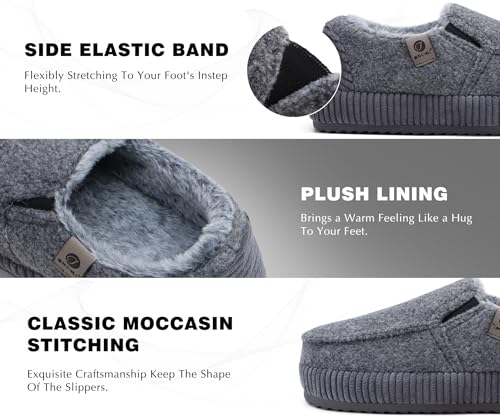 Image of ONCAI Mens Clog Slippers with Arch Support Stripe Faux Fur Cotton-Blend High-Density Memory Foam Warm House Slippers Slip-on Indoor Outdoor Rubber Sole Size 7-16