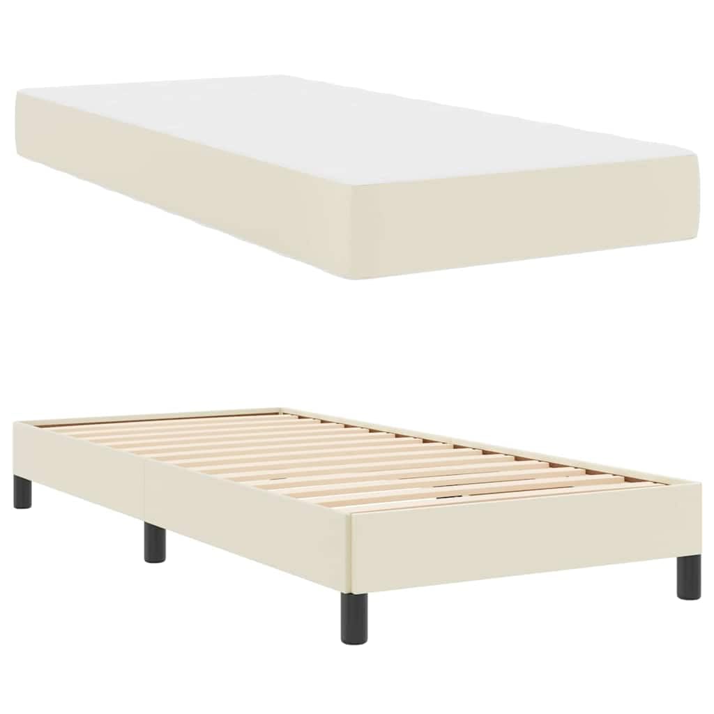 Łóżko z tkaniny drewnopochodne Multi Zone Comfort Kremowy 100 x 200 cm 35.8