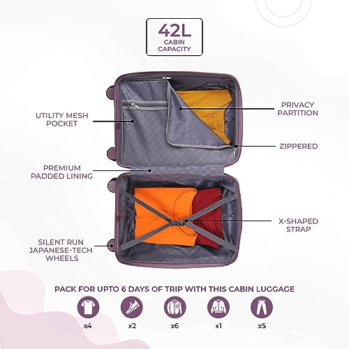 Image of Verage V-Lite Galaxy 56 cms Purple Hard Sided Cabin Size Carry On Luggage Trolley Bag for Travel, Suitcase with 8 Spinner Wheels for Men and Women