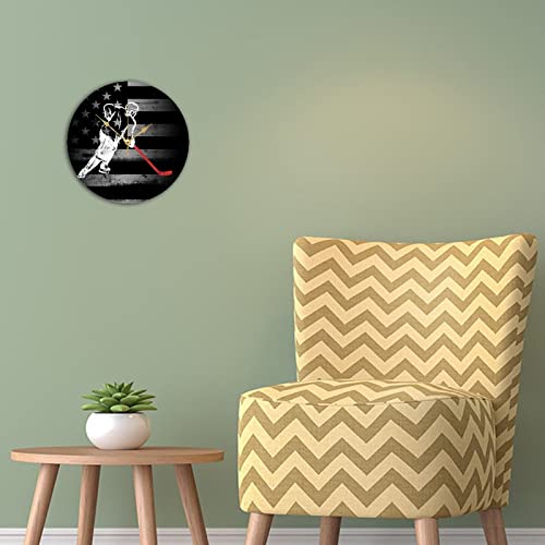 Horloge ronde en bois drapeau américain pour mur vide cuisine - 3