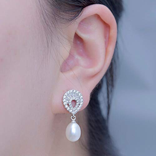 Boucles d'oreilles perles d'eau douce naturelles en argent 925 et zircon éclatant