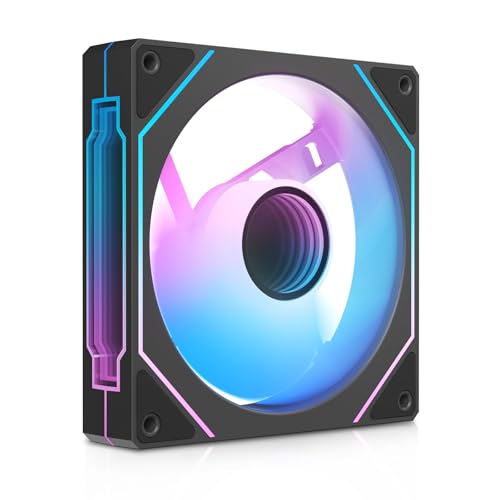 Ocypus Gamma F12 ARGB 120mm PC Case Fan, Infinity Mirror Reverse Blade Fan with 4-Pin PWM Control, Up to 1600RPM, 9-Blade Low-Noise & Hydraulic Bearing Computer Fan (Black)