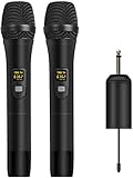 Depusheng Sistema de micrófono inalámbrico W2 UHF Altavoz LED de Mano con micrófono UHF con Receptor portátil
