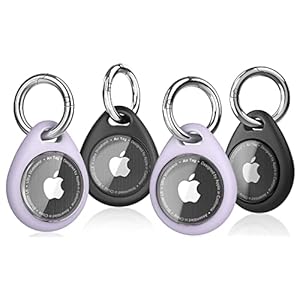 Biuupa 4-Pack Airtag Holder with Keyring – Shockproof, Anti-Scratch TPU Protective Case with Transparent Front Cover and…