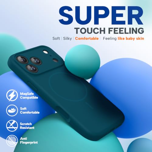 Image of Miracase Magnetic for iPhone 17 Pro Case, Compatible with MagSafe, Integrated Silicone Camera Control Cover, 3.0mm Thicken Shockproof Drop Protection Phone Case for 17 Pro,Teal