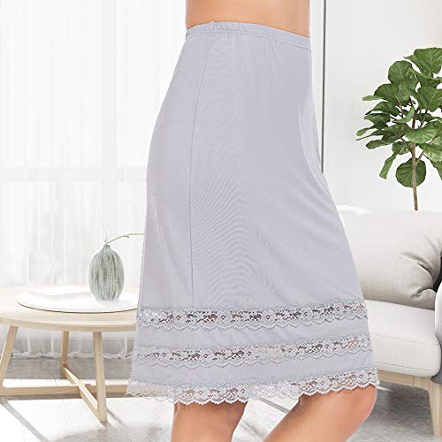 Image of MANCYFIT Half Slips for Women Underskirt Dress Extender Lace Trim Knee Length Midi Skirt 19-26 inch Length