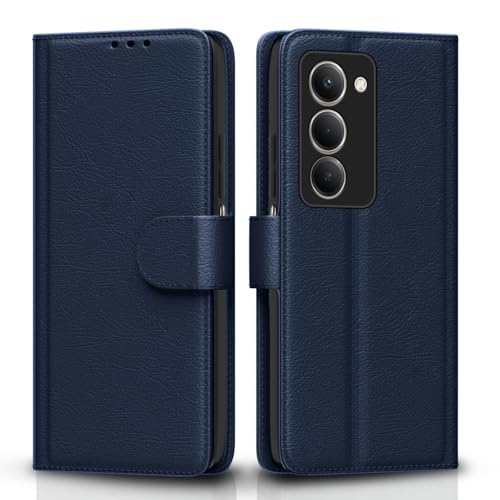 Image of Pikkme Flip Cover for Redmi 15 5G Leather Finish | Inside TPU with Card Pockets | Wallet Stand and Shock Proof | Complete Protection Flip Case(Blue)