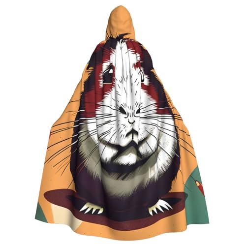 Capa larga con capucha unisex para adultos, con estampado de conejillo de indias, para fiestas y eventos temáticos